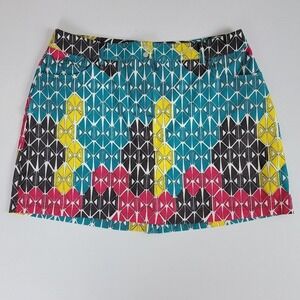 Slazenger Women's 10 Teal Pink Geometric Print Retro Performance Golf Skort‎
